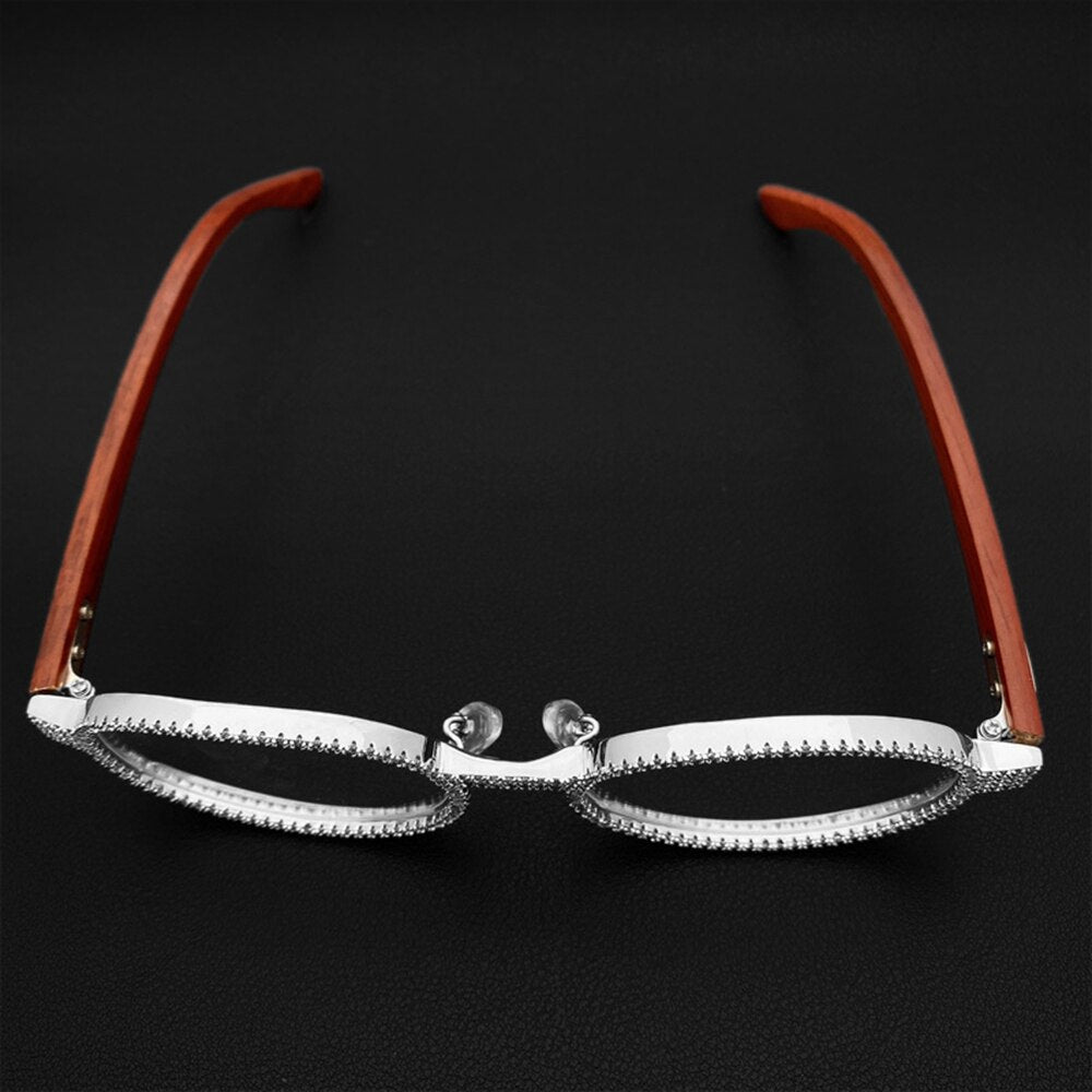 Real Moissanite Diamond Sun Glasses With Wood Body