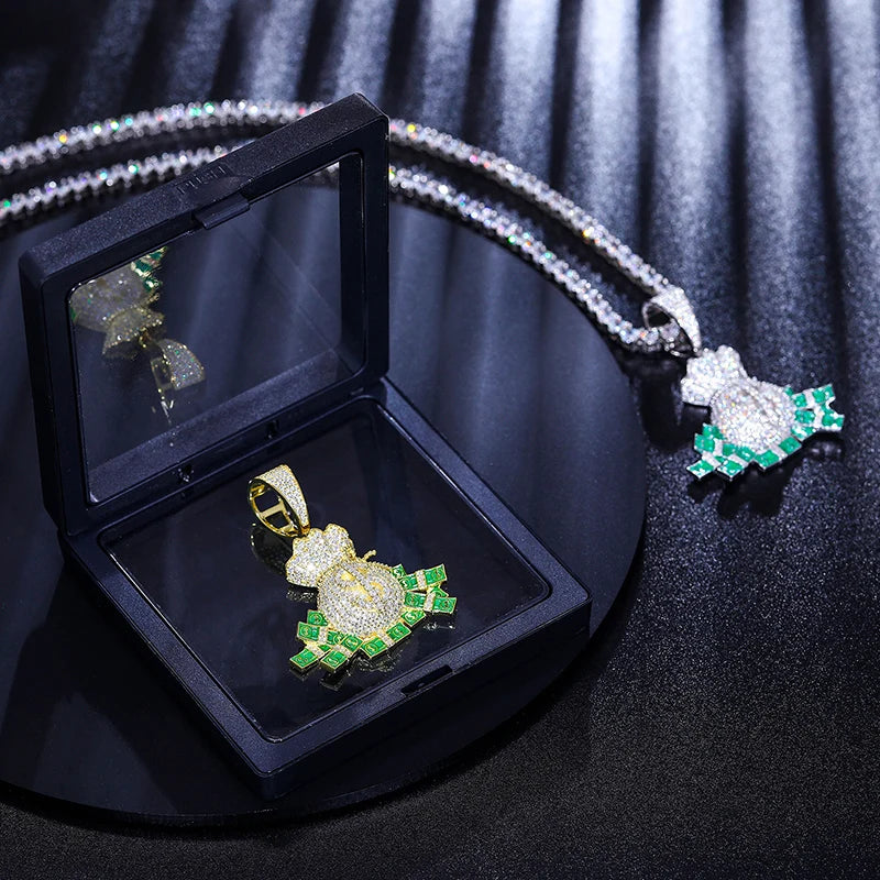 Money Bag Pendant D VVS1 Moissanite Pendant