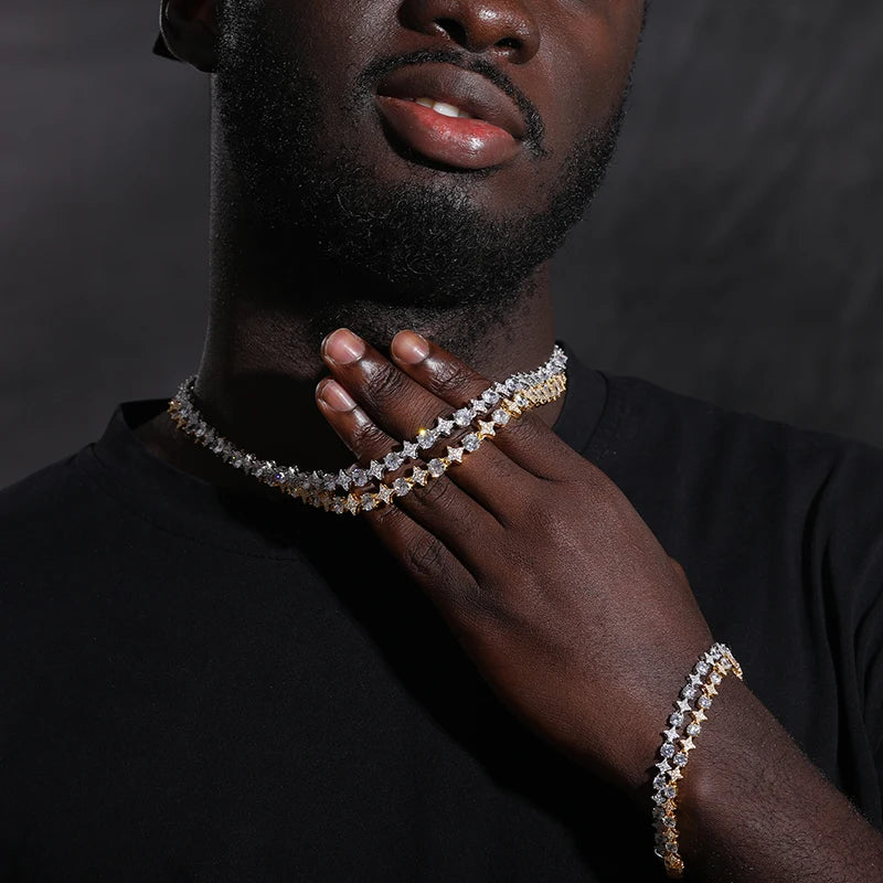 Star Round Moissanite Tennis Chain/ Bracelet