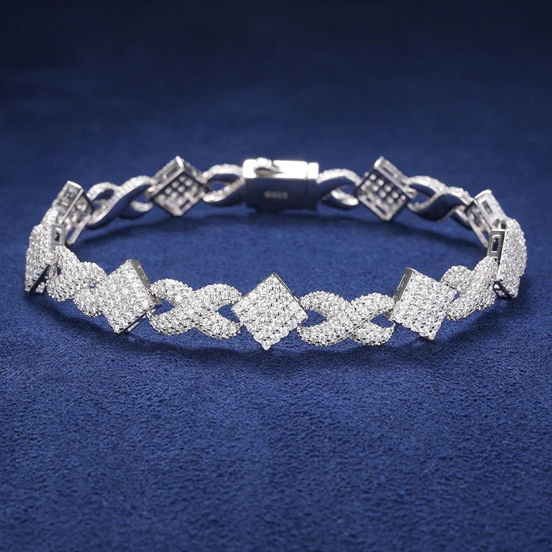 11mm VVS1 Moissanite Infinity Square Link Chain/Bracelet