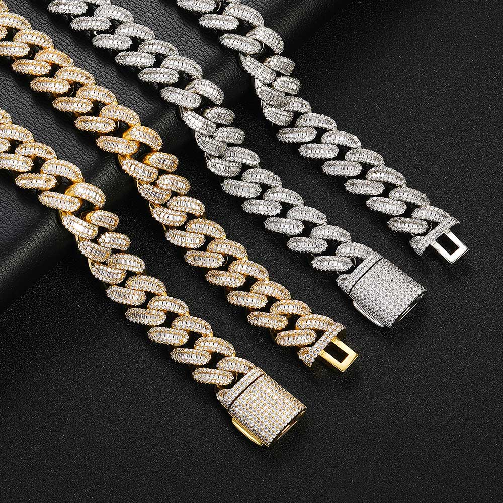 15mm Cuban Link Baguette prong CZ chain