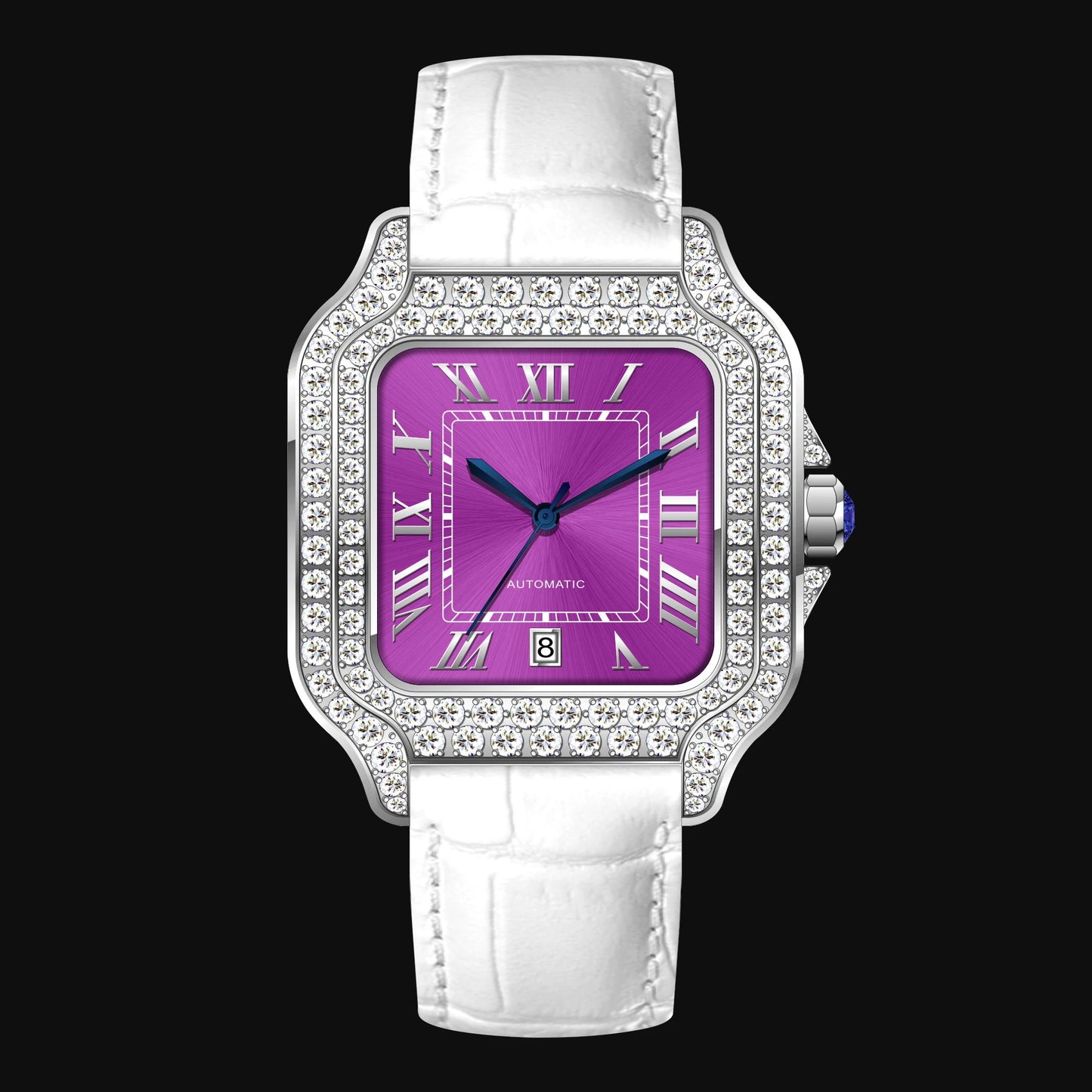 Iced Out Moissanite Watch Square Half Skeleton Diamond