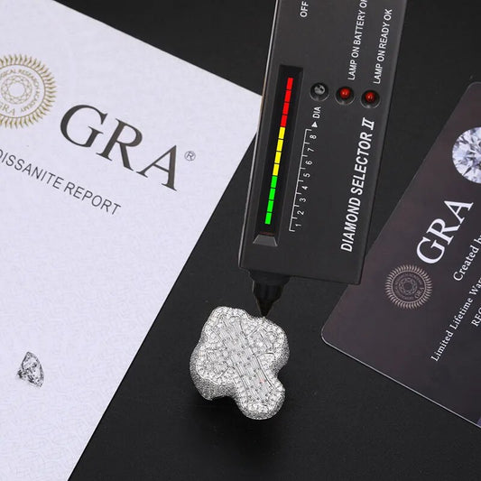 Baguete Bling Cross 925 Silver D VVS Moissanite Diamond Ring Passes Diamond Testers