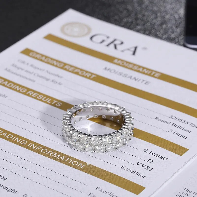 Top Quality 2 Row 3mm VVS1 Moissanite Diamond Ring