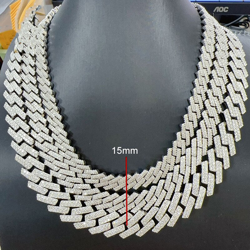 10- 15mm Moissanite Cuban Link Chain