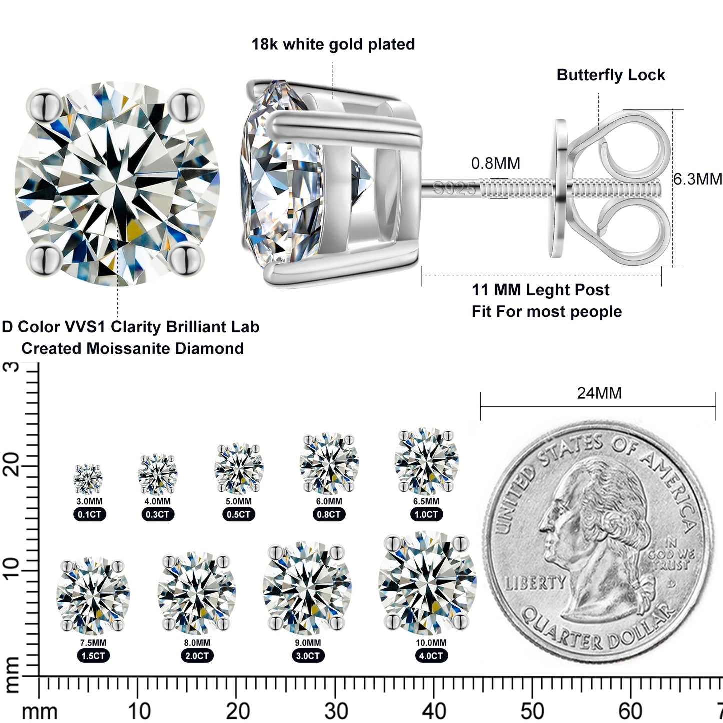 VVS1 Moissanite Stud Earrings