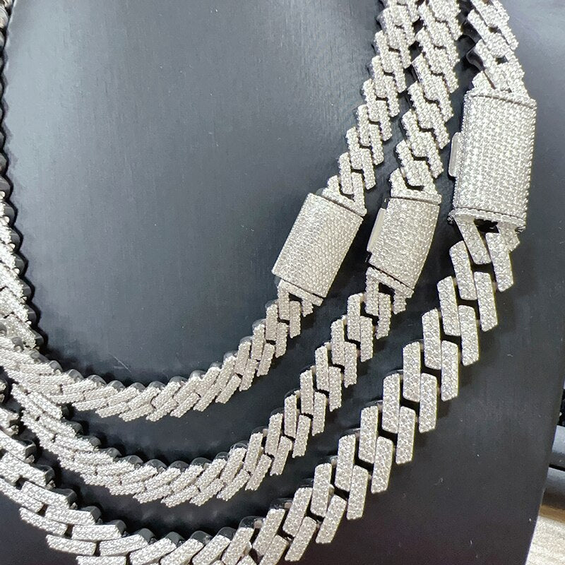10- 15mm Moissanite Cuban Link Chain