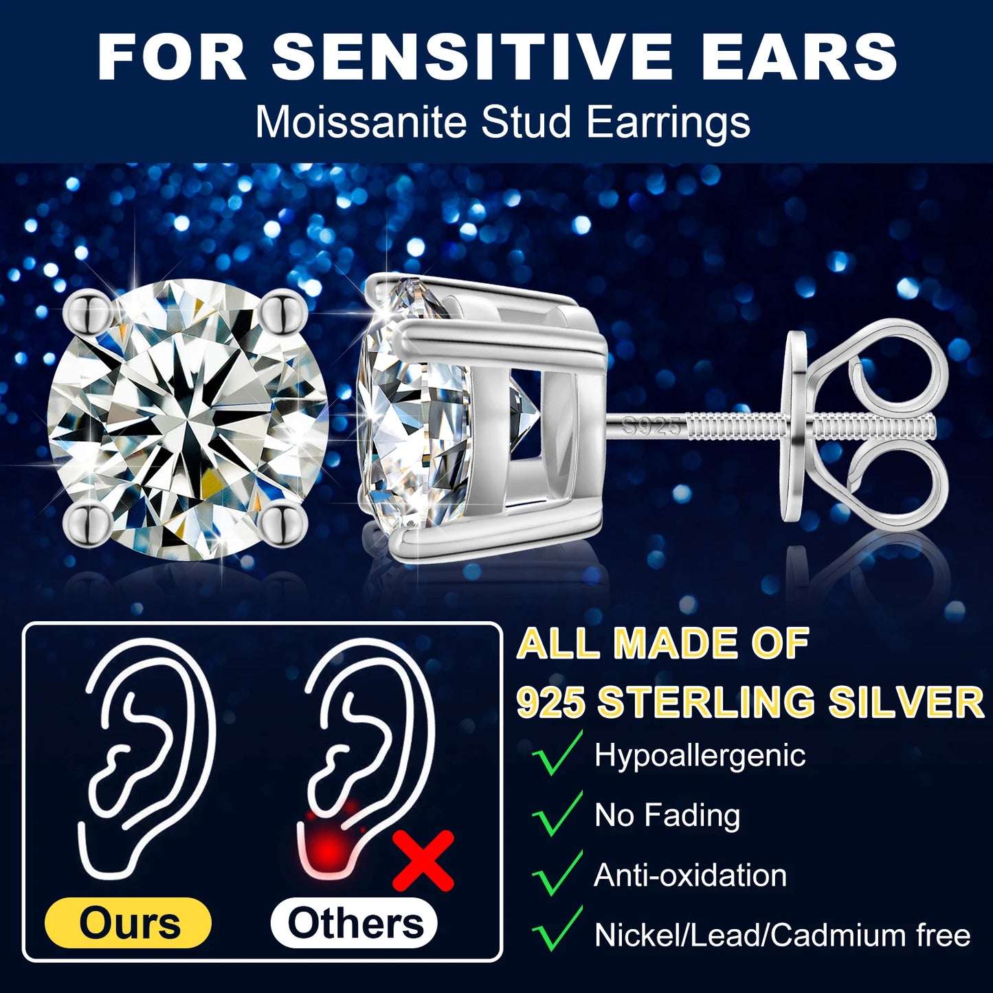 VVS1 Moissanite Stud Earrings