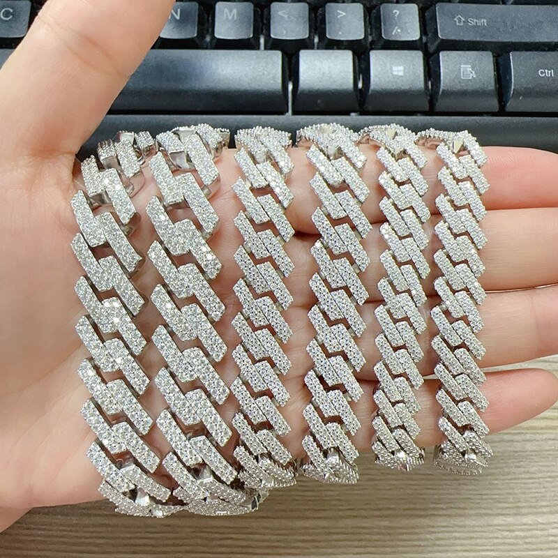 10- 15mm Moissanite Cuban Link Chain