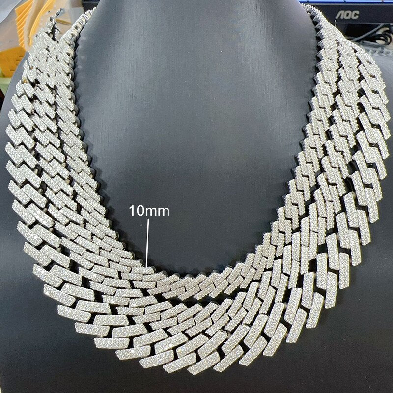10- 15mm Moissanite Cuban Link Chain