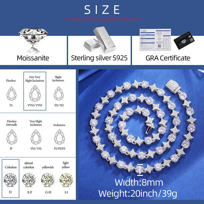 Star Round Moissanite Tennis Chain/ Bracelet