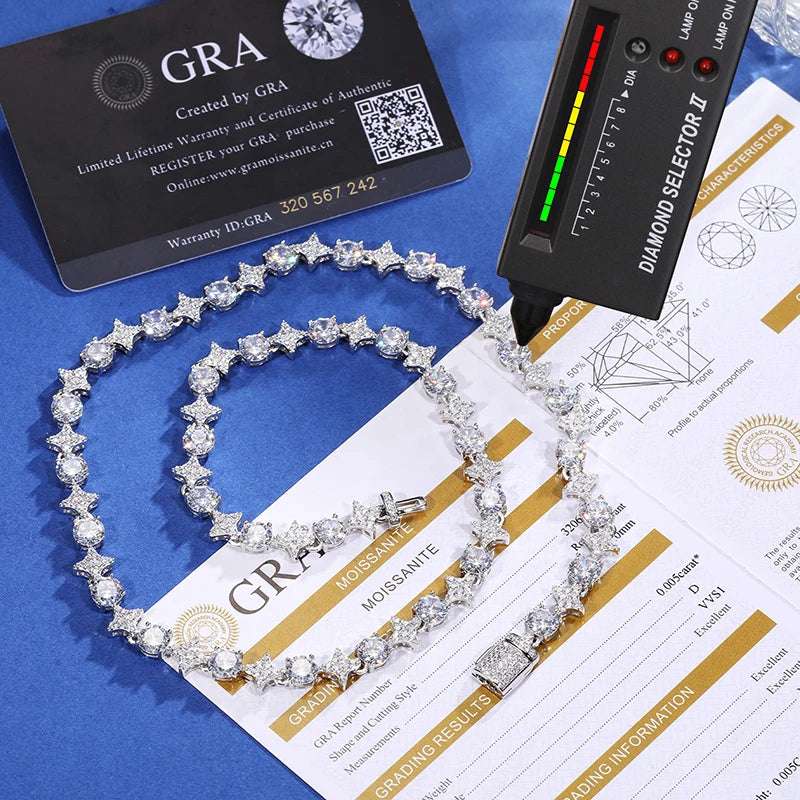 Star Round Moissanite Tennis Chain/ Bracelet