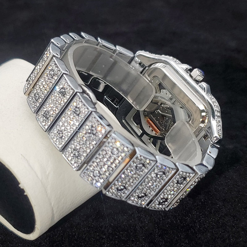 Square Hollow Iced out Quartz Watch