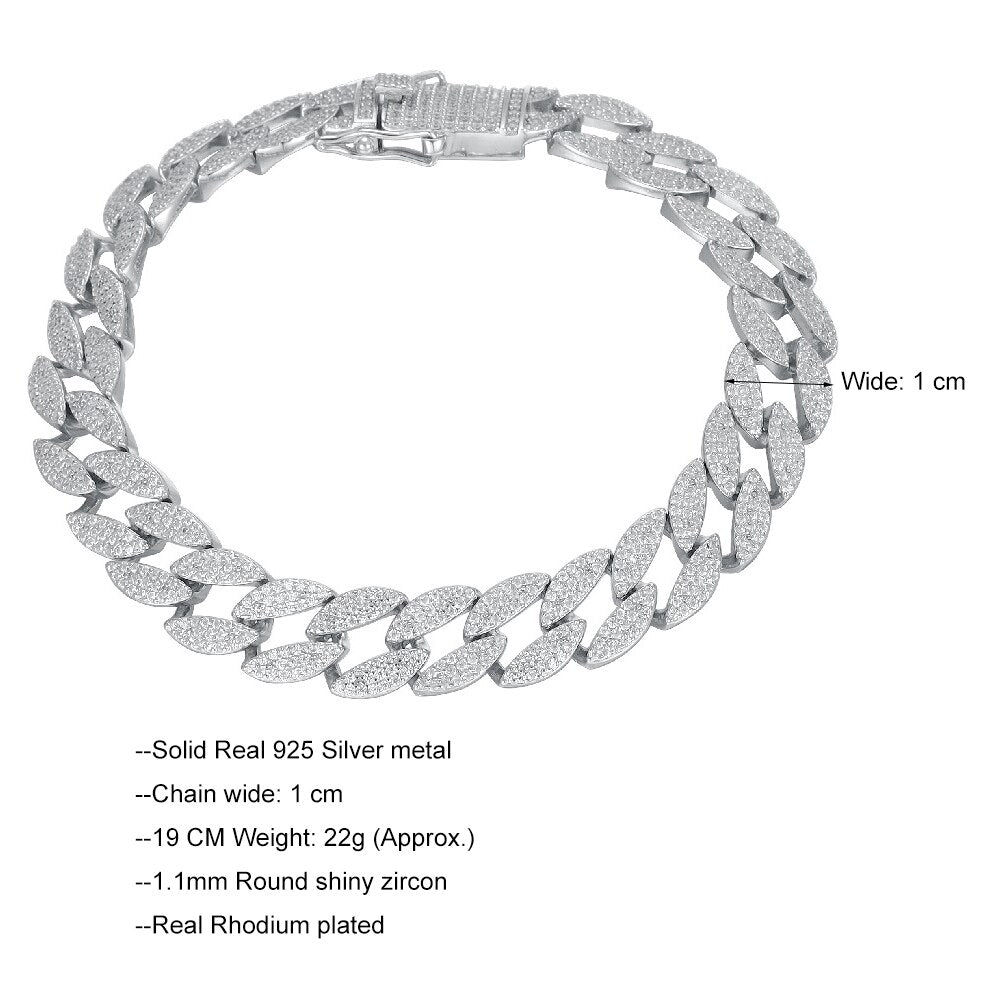 Fully Paved 1.1 mm Zircon Cuban Link Bracelet