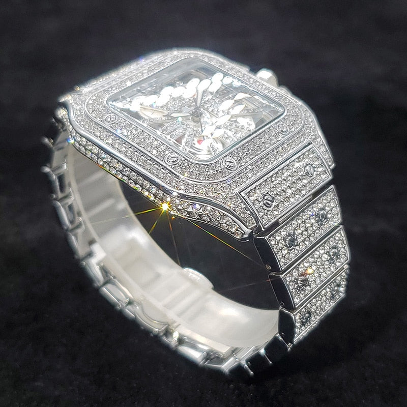 Square Hollow Iced out Quartz Watch