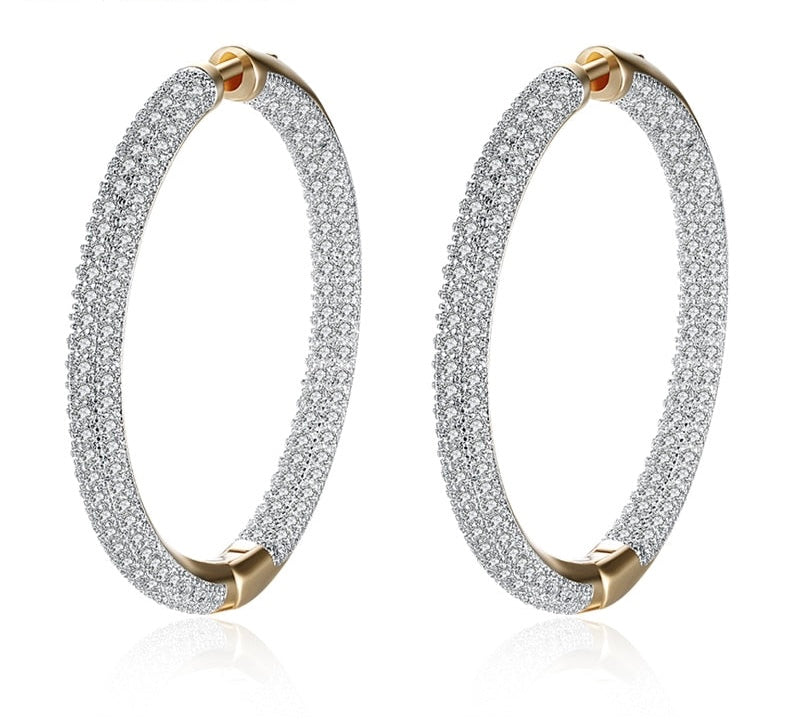 34mm 18K Gold Circle Hoop Earrings For Women