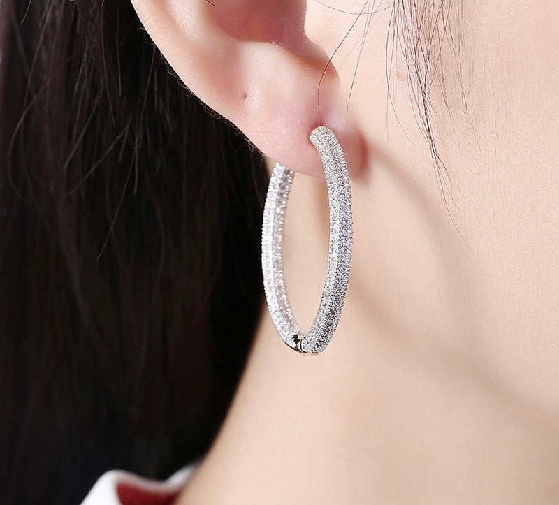 34mm 18K Gold Circle Hoop Earrings For Women