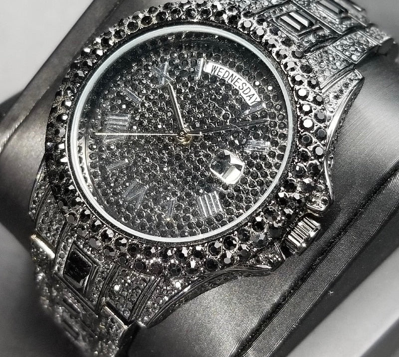 New Luxury Fully Diamond Iced Out Waterproof Quartz Watch