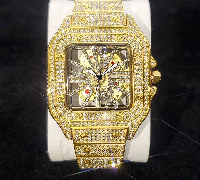 Square Hollow Iced out Quartz Watch