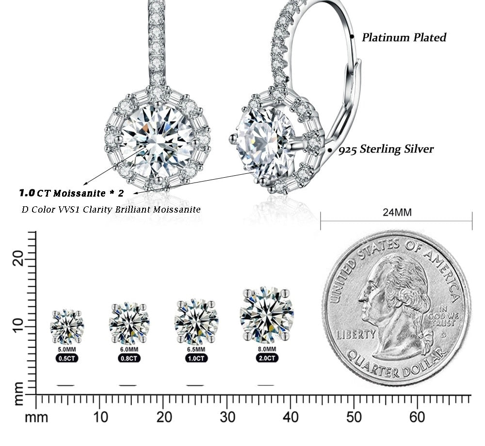 1.0CT Moissanite Hoop Earrings For Women
