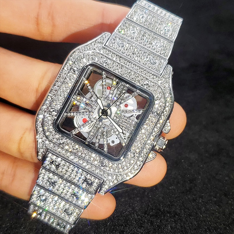 Square Hollow Iced out Quartz Watch