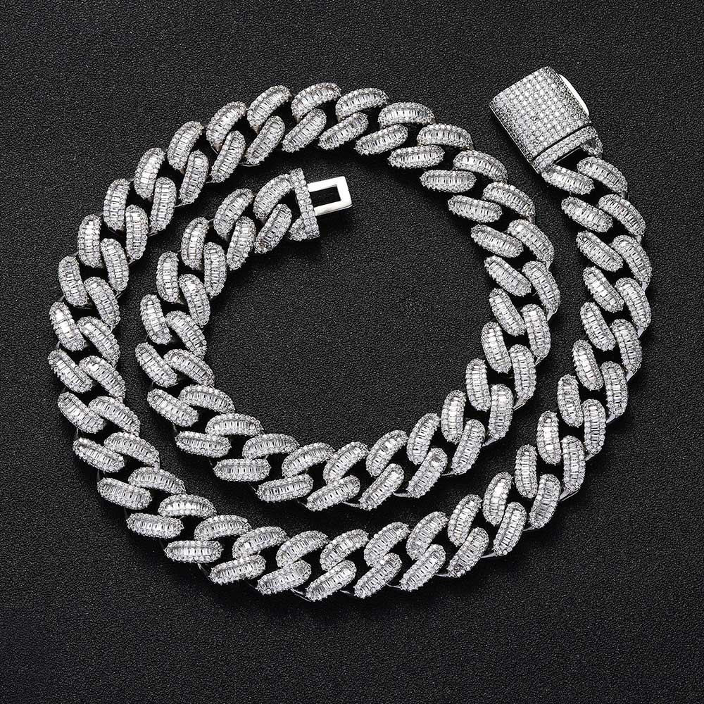 15mm Cuban Link Baguette prong CZ chain