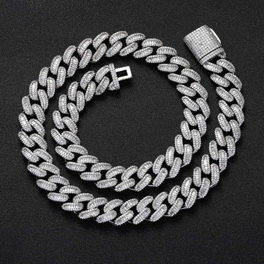 15mm Cuban Link Baguette prong CZ chain
