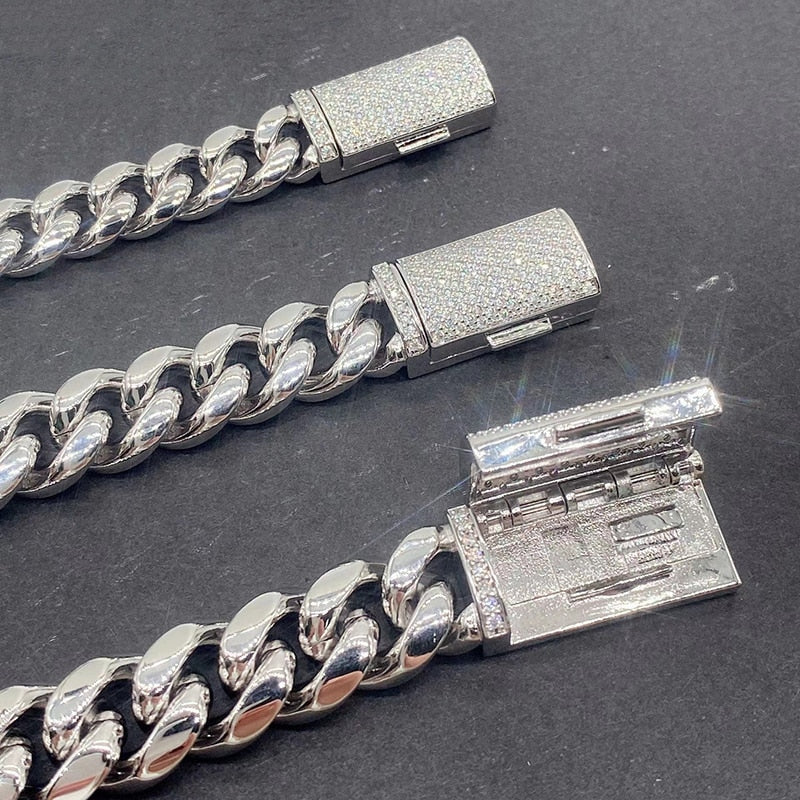 8-10mm Cuban Link Chain With Iced Out Moissanite Buckle